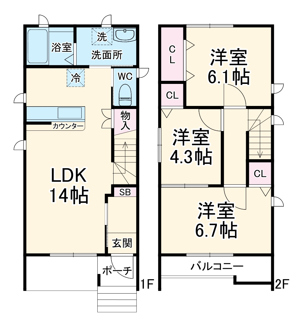 ヴィラ藤塚・D号室の間取り
