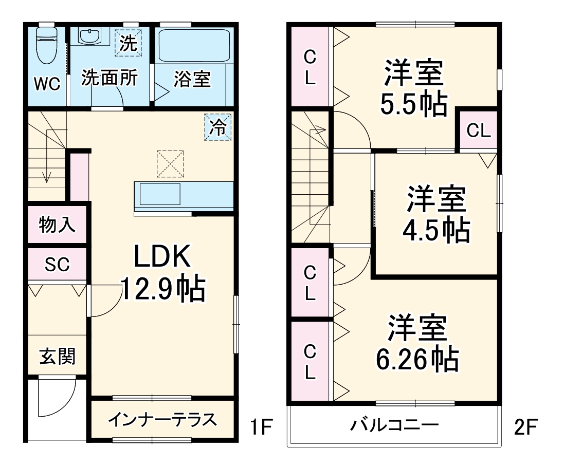 リーブルファイン川部Ⅳ・101号室の間取り