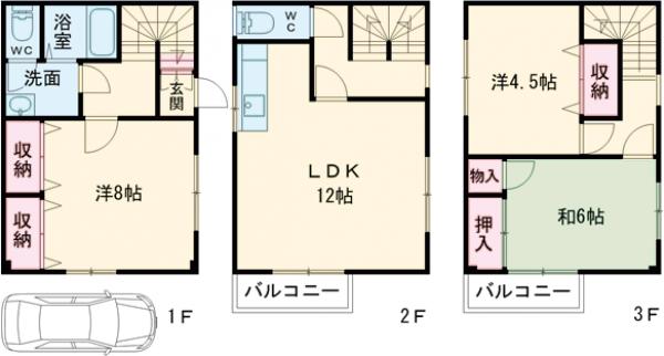 鳳西町テラスハウスの間取り