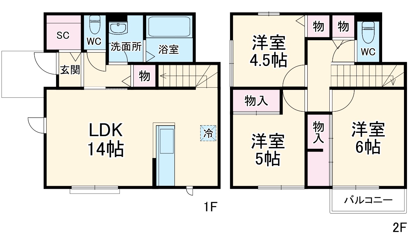 川越市霞ヶ関東戸建貸家・1号室の間取り