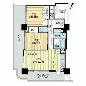 宮西町の完工年月(2003年8月)築の賃貸マンションの間取り