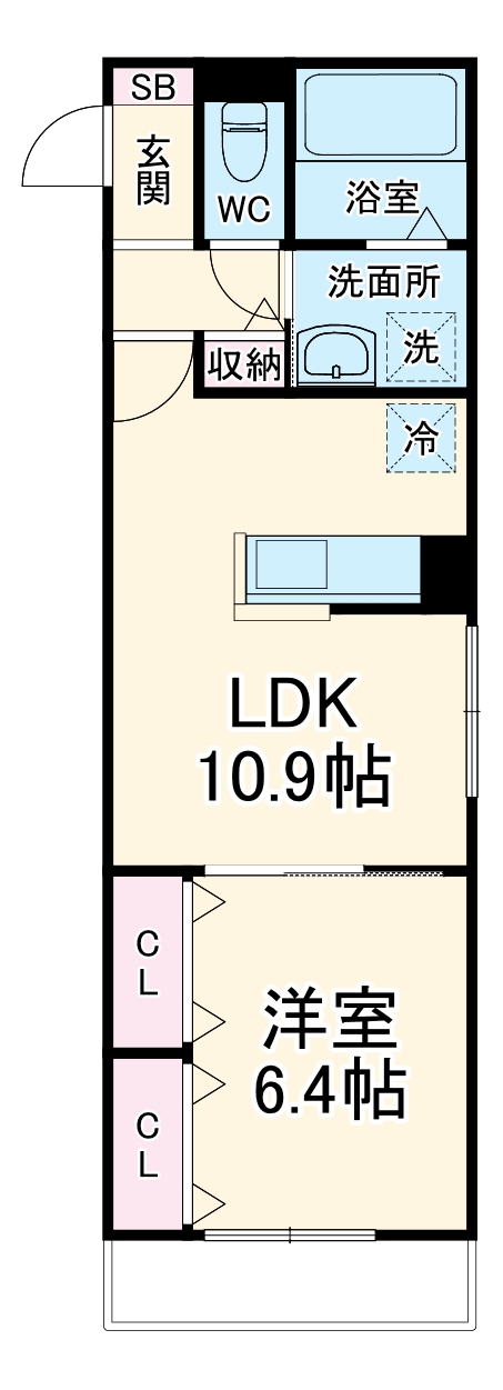 クレール・103号室の間取り