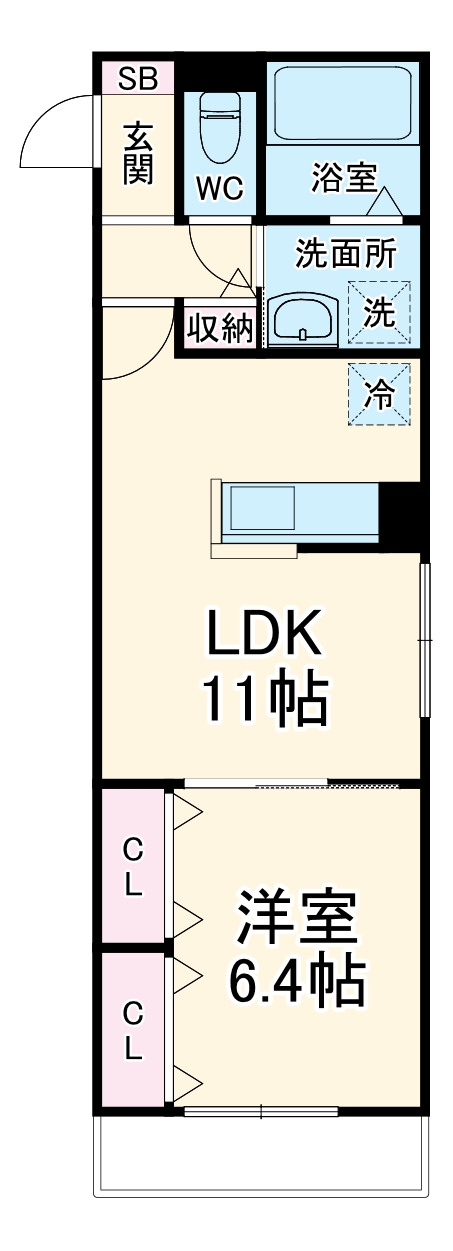 クレール・203号室の間取り