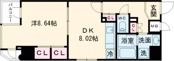 レジディア入谷・404号室の間取り