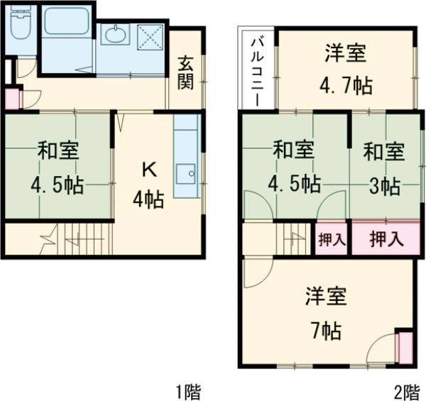 山ノ内宮前町貸家・1号室の間取り