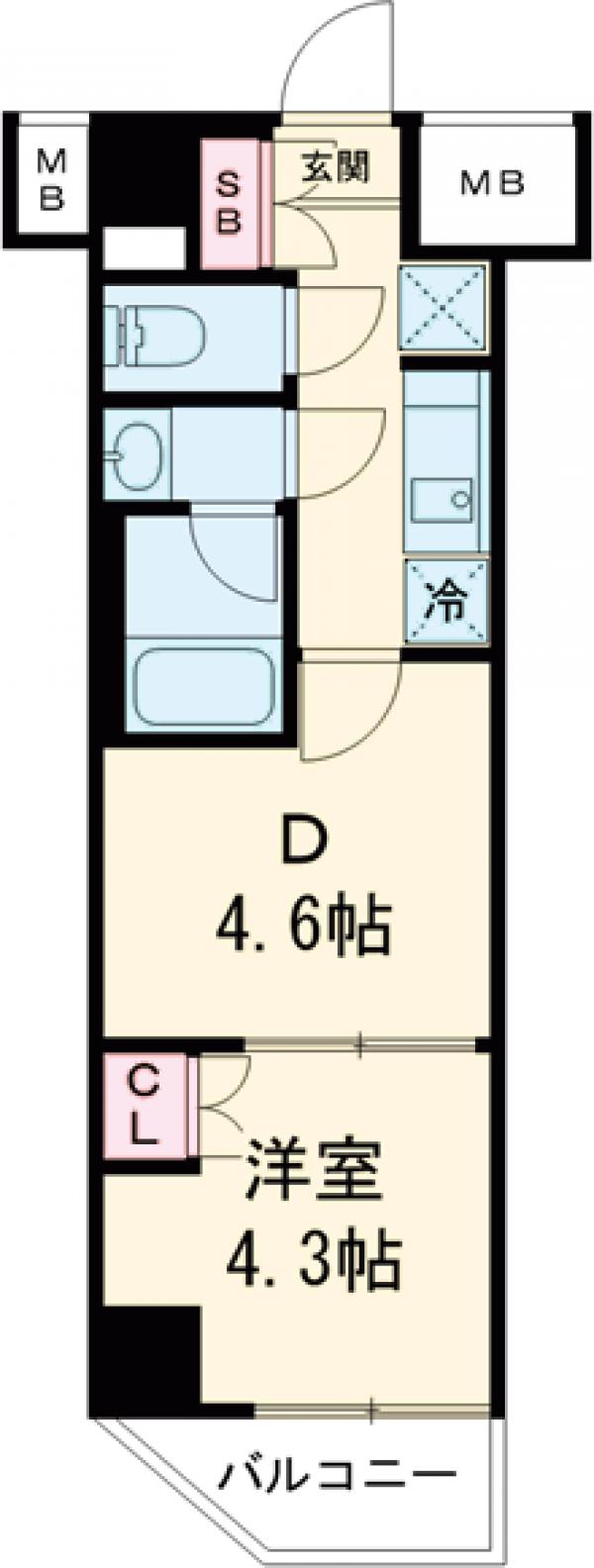 ハーモニーレジデンス東京羽田スカイブリッジ・301号室の間取り
