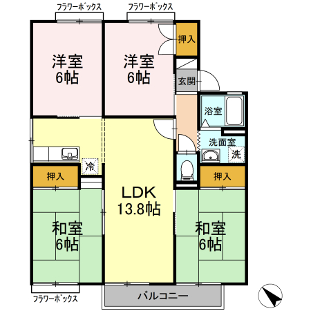 サンハイツセジュール C棟の間取り
