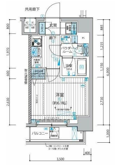 メインステージ戸越銀座・403号室の間取り