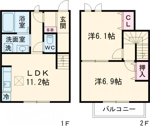 FAMILLE・107号室の間取り