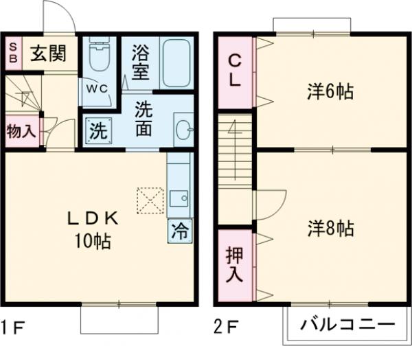 グランドールきぬの里・105号室の間取り