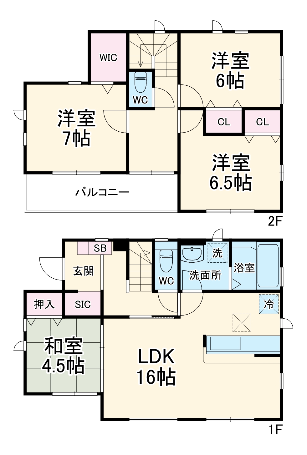 4141鎌ヶ谷市東道野辺29期4棟1号棟の間取り