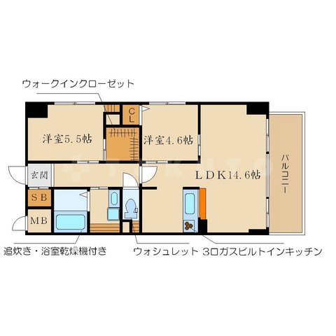 グランルージュ谷町六丁目の間取り