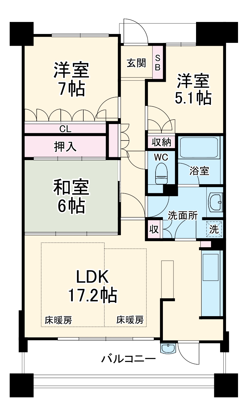 サーパス本山鹿子町の間取り