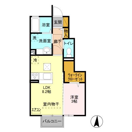 ＬＡ ＶＩＴＡ（ラ・ヴィータ）・105号室の間取り