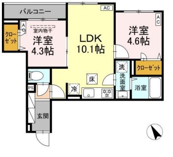 D-ROOM高砂7丁目PJ・105号室の間取り