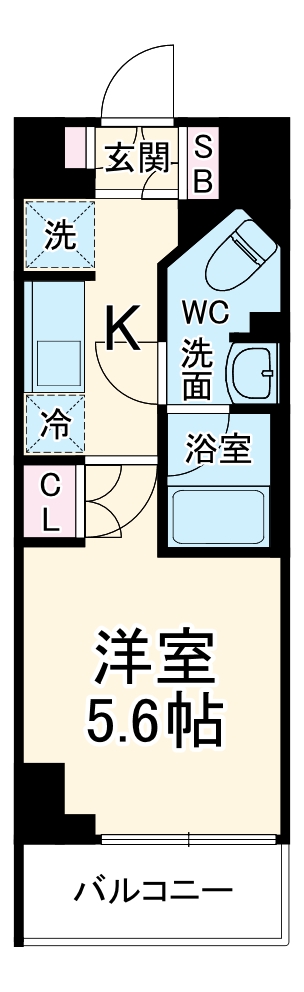 エストゥルース横浜蒔田・1003号室の間取り