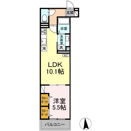 Dアセット栄町・202号室の間取り