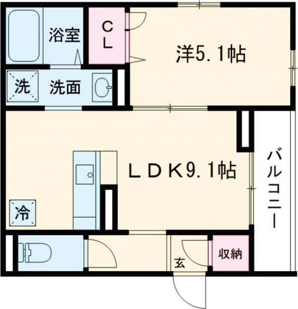 Dアセット栄町・203号室の間取り