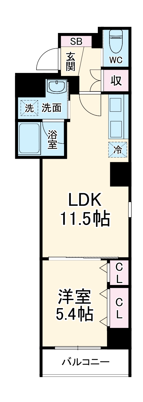 ＫＳ 本牧 Ｓｔｏｒｙ Ⅰ・702号室の間取り