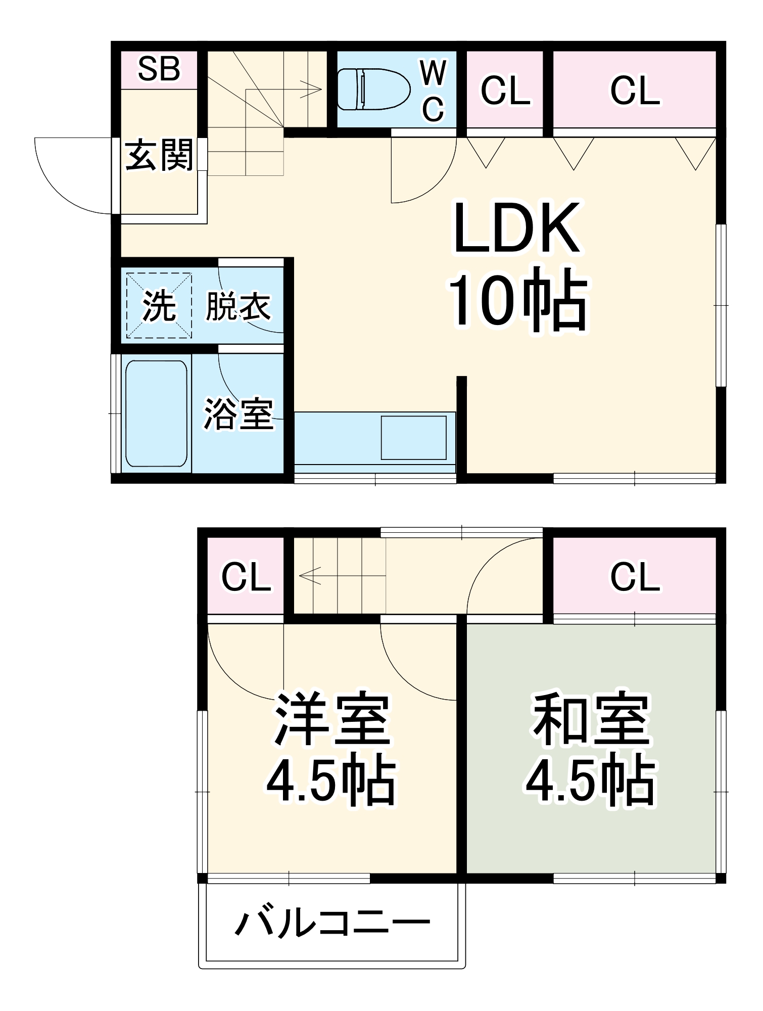 クローバーハウスC・C号室の間取り