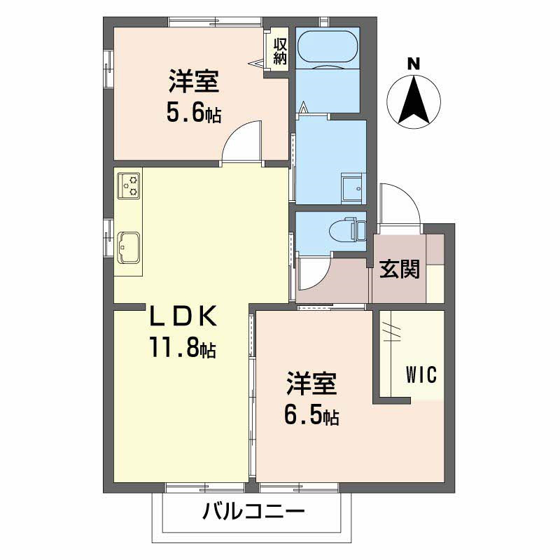リヴェールミノワB・202号室の間取り