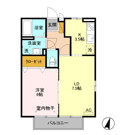 C201号室の間取り