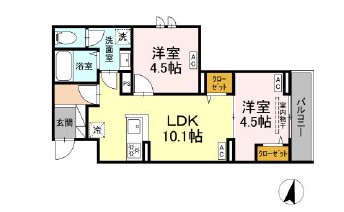 セレスティア若宮・201号室の間取り