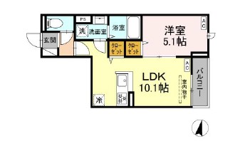 セレスティア若宮・202号室の間取り