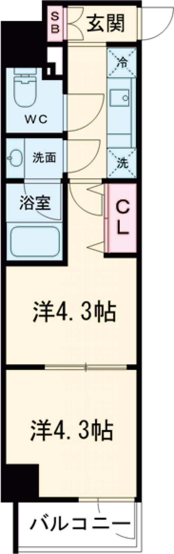 クレイシア立川・501号室の間取り