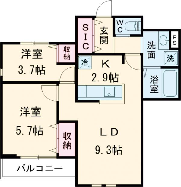 カーサあかね・201号室の間取り