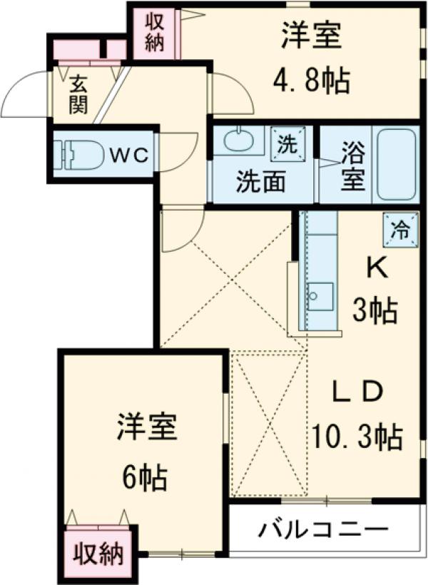 カーサあかね・202号室の間取り