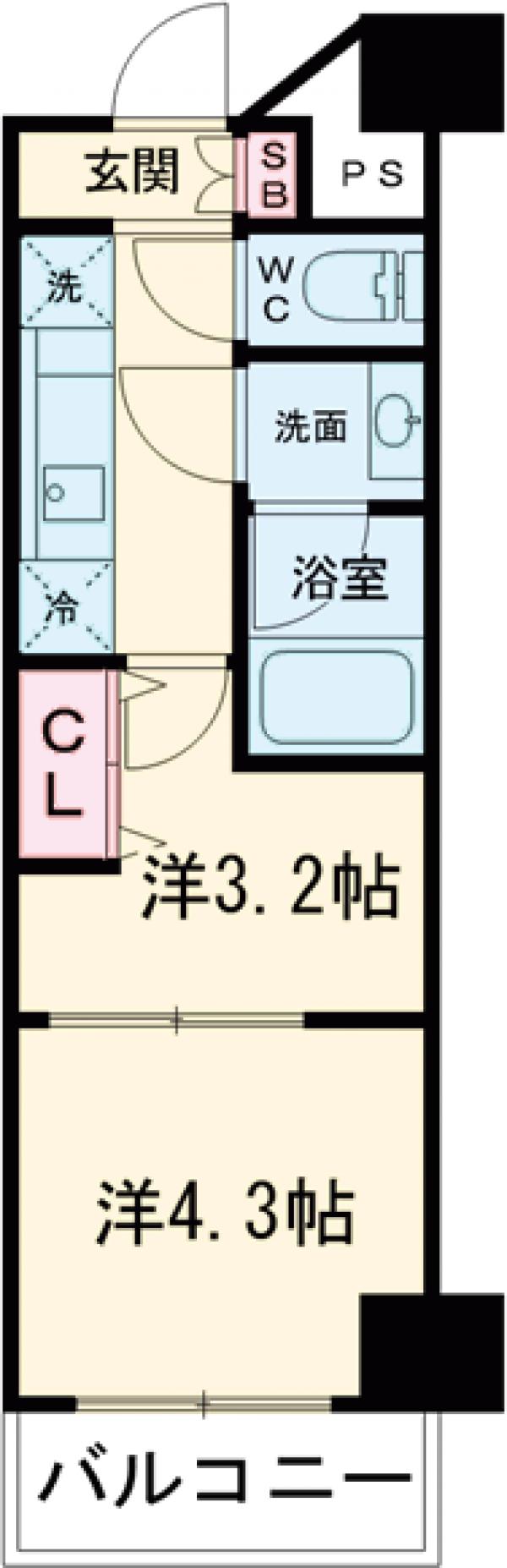 クレイシア立川・302号室の間取り