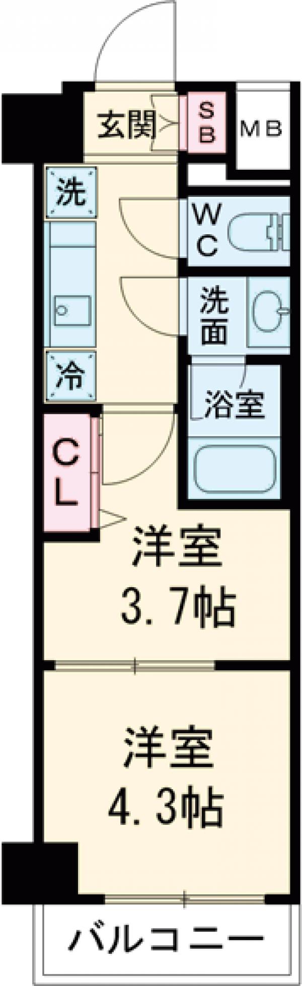 クレイシア立川・203号室の間取り