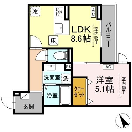 (仮称)D-ROOM鵠沼石上三丁目・105号室の間取り
