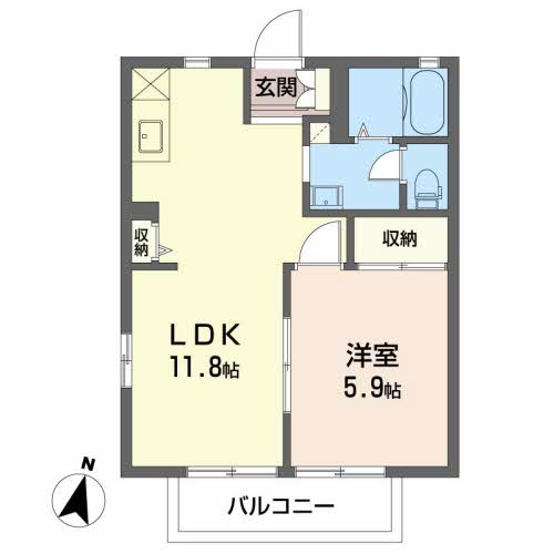 フォーデイズＢ・201号室の間取り