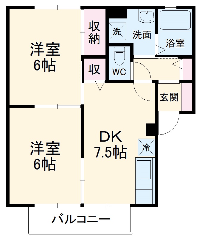 Grandchariot　D棟・202号室の間取り