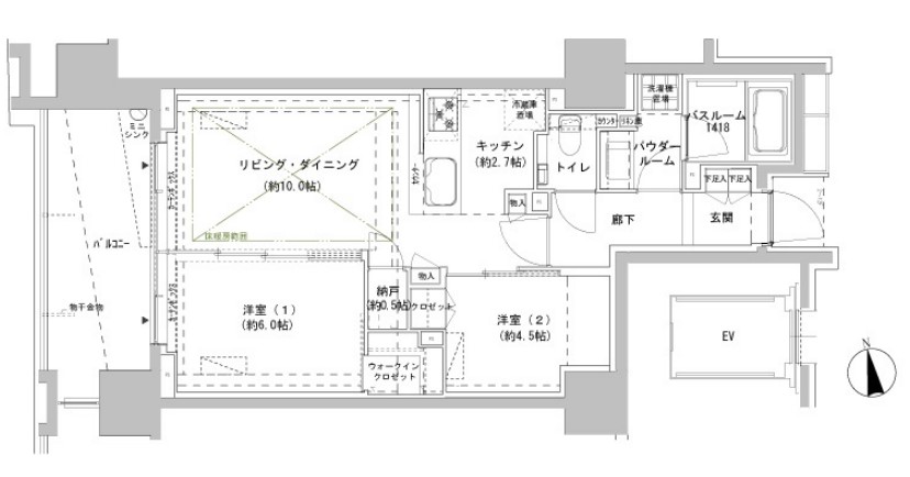 パークスフィア牛込神楽坂・101号室の間取り