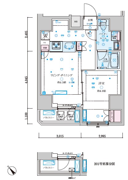 GENOVIA文京千駄木・1001号室の間取り