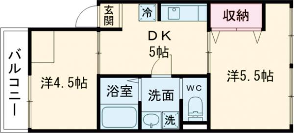 大山マイコーポＡ棟・506号室の間取り