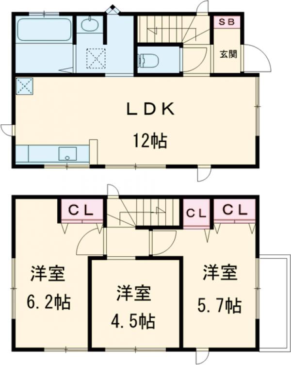 グランソフィア砂川町B・-号室の間取り