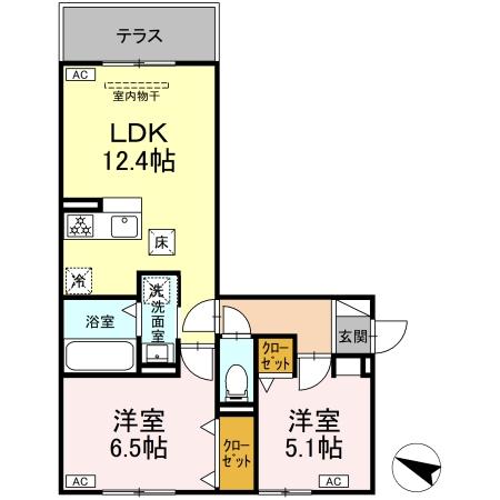 カーサ・クラッシオ・201号室の間取り