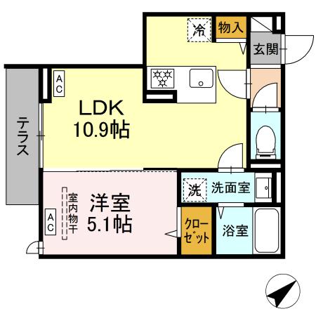 セレスティア弥生町・101号室の間取り