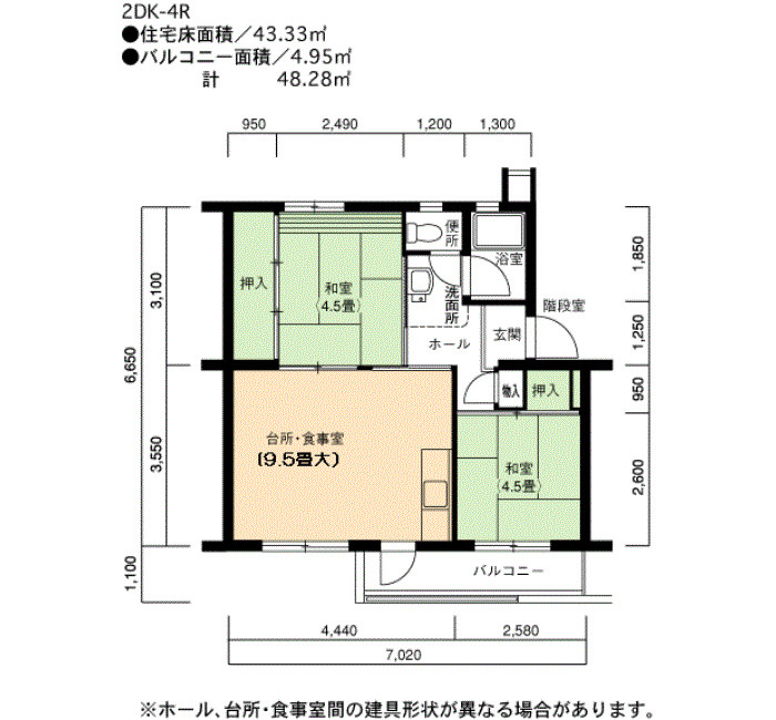 江南　10号棟・403号室の間取り