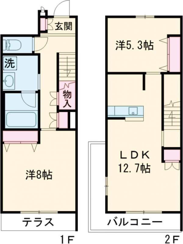 Ｍｉｍｏｓａ　Ｔｅｒｒａｃｅ・103号室の間取り