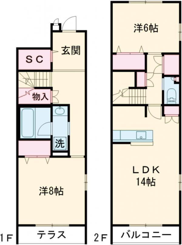 Ｍｉｍｏｓａ　Ｔｅｒｒａｃｅ・108号室の間取り