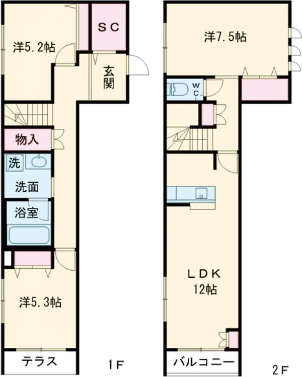 Ｍｉｍｏｓａ　Ｔｅｒｒａｃｅ・110号室の間取り