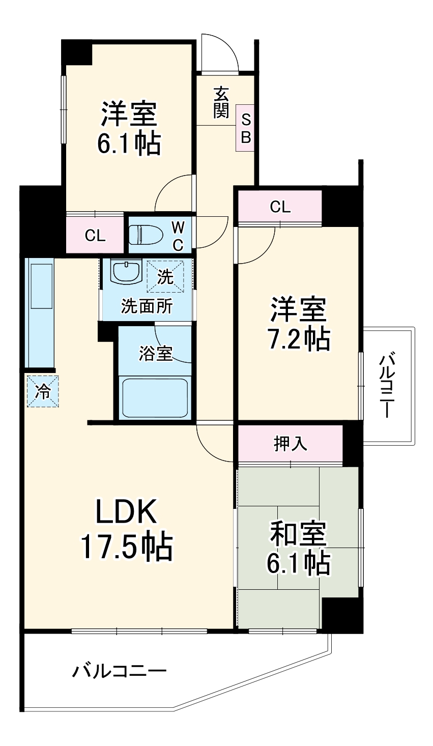 エクステ大倉山B棟の間取り