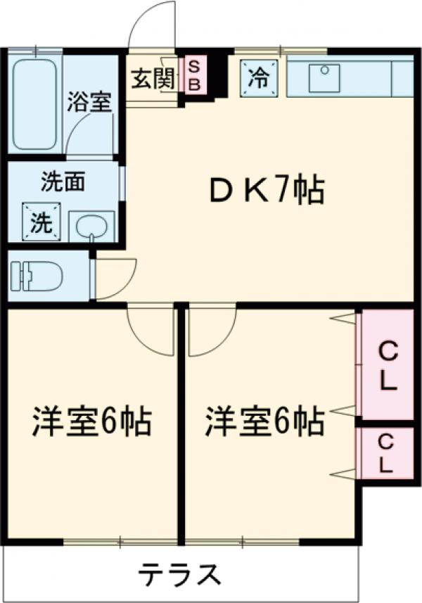 メリーハイムⅢ・102号室の間取り