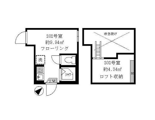 ティ・アーモスマイル・202号室の間取り