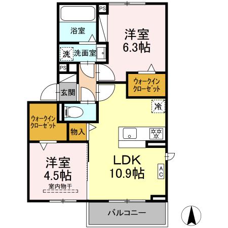 グランアムール・101号室の間取り